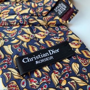 Christian Dior Monsieur Blue Pattern Mens Tie